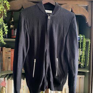 Five Four Black Zip-Up Bomber Jacket 100% Cotton Size M